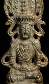 Decorative vintage Chinese bronze double sided Buddha.