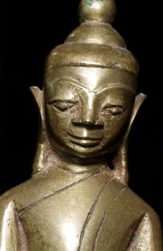 17/18thC bronze Burmese Buddha. 4.5" tall-Fine