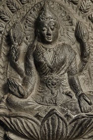 Vintage/old Nepalese (?) clay Bodhisattva plaque.