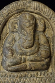 Antique Ganesh clay plaque. Probably Thailand or