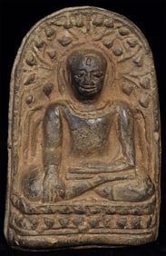 13/14thC Thai Buddha Amulet, 3.5" Tall