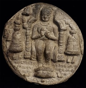 Very Early Thai or Burmese Clay Tablet Buddha-Rare Type