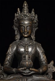 Old Nepalese Bodhisattva of Long Life, 7-7/8" Tall