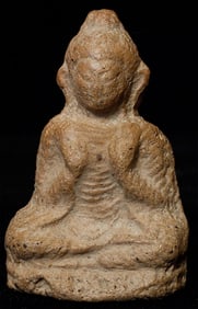 Antique Terracotta Buddha, 2.25" Tall