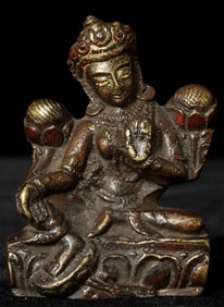Vintage Nepalese Bronze Tara. 2 3/8 inches tall.