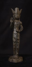 18/19thC or Earlier Standing Bronze Buddha- Wonderful face and overall feel- Grand mystery!