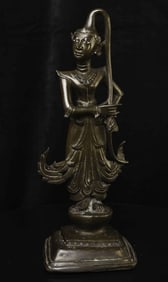 Very uncommon 19thC Burmese figure. (13.5"H x 5.25"W - 2.69kg / 5.93lbs)