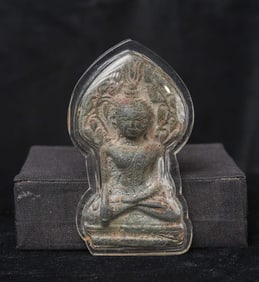 18th C Thai Buddha Plaques, Lead alloy, 3-1/2 in. tall