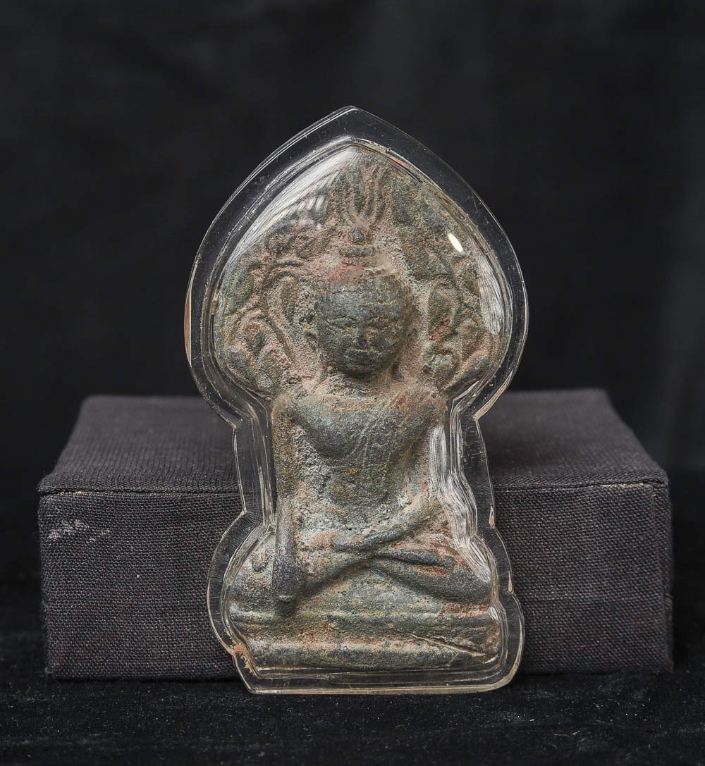 18th C Thai Buddha Plaques, Lead alloy, 3-1/2 in. tall (1 of 4)