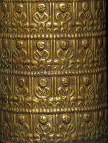 Bronze scroll case with approx. 150 Buddhas adorning