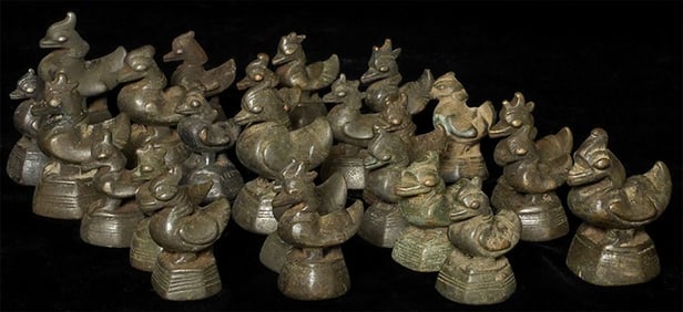 Burmese opium or chicken weights- TWENTY TWO plus 2 elephant weights (24 total!!)