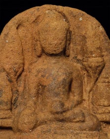 Large and very early Burmese Arakan Buddha tablet. This is an
