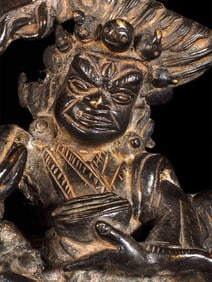 Vintage/Old Mongolian bronze deity on horse.