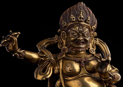 18thC Tibetan Fierce Deity- Like fine jewelry- very finest quality-finest in collection