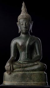 16thC Thai Bronze Buddha- Desirable "Jade Patina"