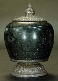 16/17thC North Thai (hardstone) Ritual Container. With replacement Silver- Collector's Piece