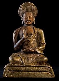 Tibetan Bronze Lama/Monk. Expressive face.