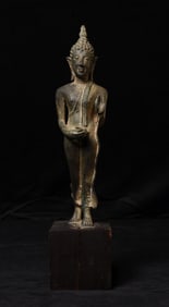 Northern Thai Bronze Walking Buddha- probably Late 19th/Start 20thC