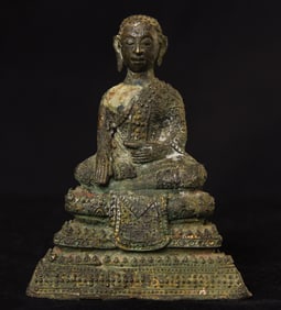 Circa 1900 Thai Bronze Buddha, 3.75"
