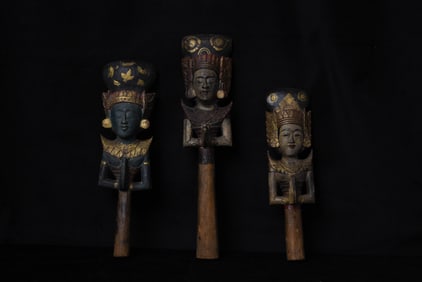 Antique Indonesian Bridal Figures- 2 females, one male.