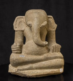 Early Cambodian Stone Ganesh. Large Pre-Angkor Beautiful form.