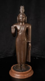 15thC Sri Lankan Divided Kingdom Period Standing Bronze-Very Special Buddha