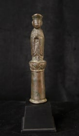 10/11th C Chinese Buddha Bronze Monk-Liao Dynasty- very sweet- Finial- Authentic, Rare