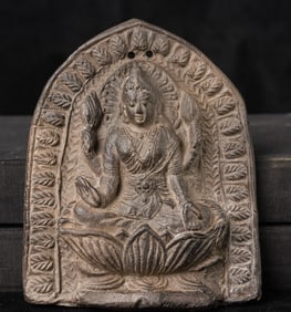 Vintage/old Nepalese (?) clay Bodhisattva plaque.