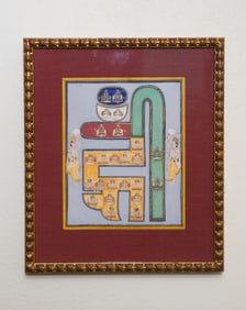 Distinctive 19thC Jain Painting. 12" x 14". Well Framed.