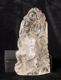 Gandara early Buddhist quartz crystal frag. W special face from Stupa. RARE