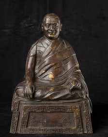 Vintage/antique Tibetan portrait sculpture Of a monk or beloved teacher.
