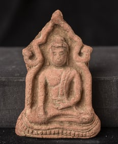 18/19thC or earlier Southeast Asian Clay Buddha Tablet.