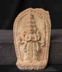 16thc (approx) Tibetan Clay Tsa Tsa of the Bodhisattva of Compassion. Older type.