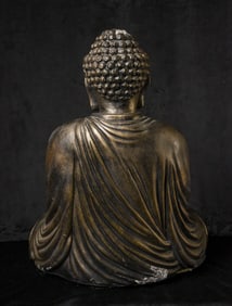 Large, classic-style Japanese Buddha, solid cast out of composite material.