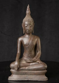 16thC Style Thai Bronze Buddha. Nice example in a Utong C style.