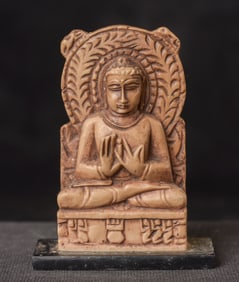 Antique India fine bone Buddha Stele carving.