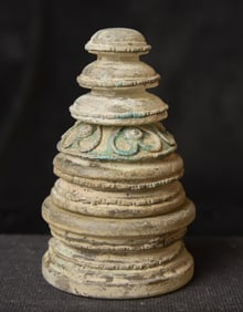Bronze and ancient glass Buddhist Stupa, possibly Gandharan.