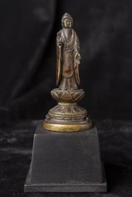 500+-year-old Japanese "Monumental Miniature" Bronze Buddha