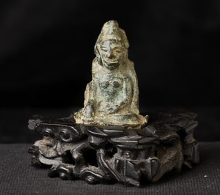 Extremely early Burmese bronze Buddha from the earliest period of Burmese Buddhism.