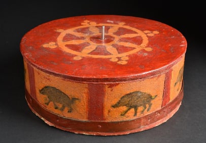 Wonderful antique Mongolian prayer wheel- beautifully