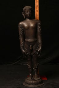 17-19thC Nepalese bronze Jain figure- Large, Museum style Base. Beautiful!