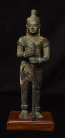 10-11thC Cambodian Khmer Era Guardian Figure- Large, Powerful Temple Piece