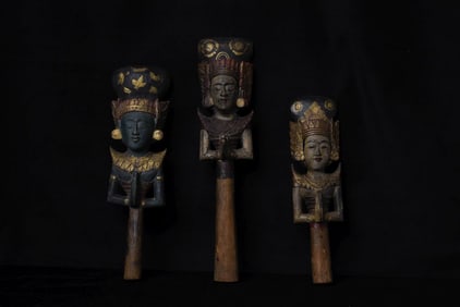 Antique Indonesian Bridal Figures- 2 females, one male.