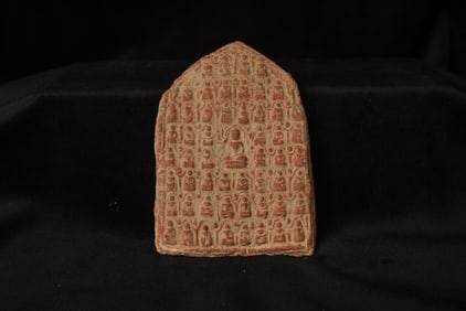 13-15thC Sukothai Clay Buddha Tablet- An exceptional example.