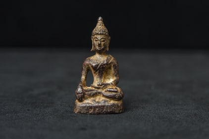 15/16thC Miniature Bronze Thai Buddha.