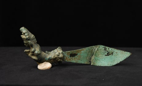 Khmer Bronze Apsara Knife-bronze handle, iron blade.