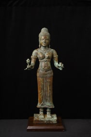Antique Cambodian Bronze Uma-superb large  Bayon style example