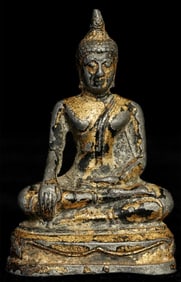 16/17thC Thai Bronze Buddha. Beautifully Sculpted, Cast, Finished. Miniature!