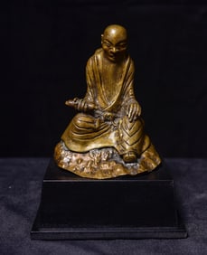 18thC Chinese Copper Buddhist Figure/Monk. Very Fine.