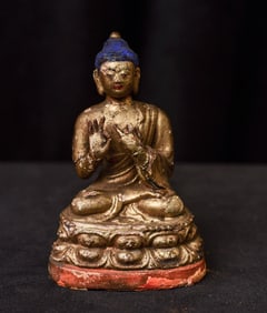19/20thC Mongolian painted clay or paper Mache Buddha.